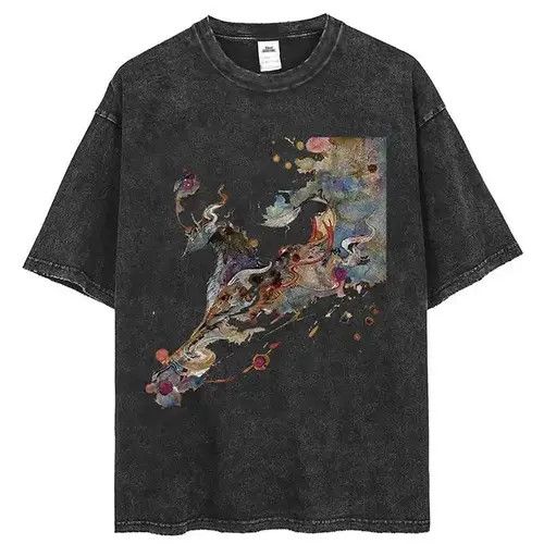 VIBE Painting Graphic Black Bleached Short T Shirt Size US M / EU 48-50 / 2 - 1 Thumbnail