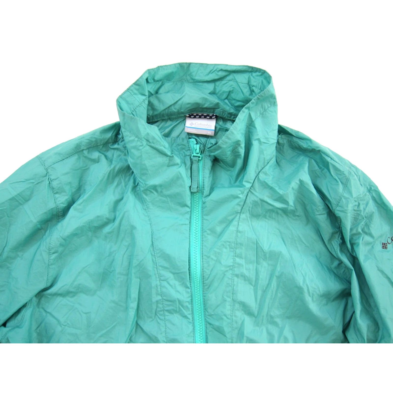 Vintage Columbia Windbreaker Jacket Women XL Green Lightweight Packable Zip Nylon Water-Resistant? Size XL / US 12-14 / IT 48-50 - 4 Thumbnail