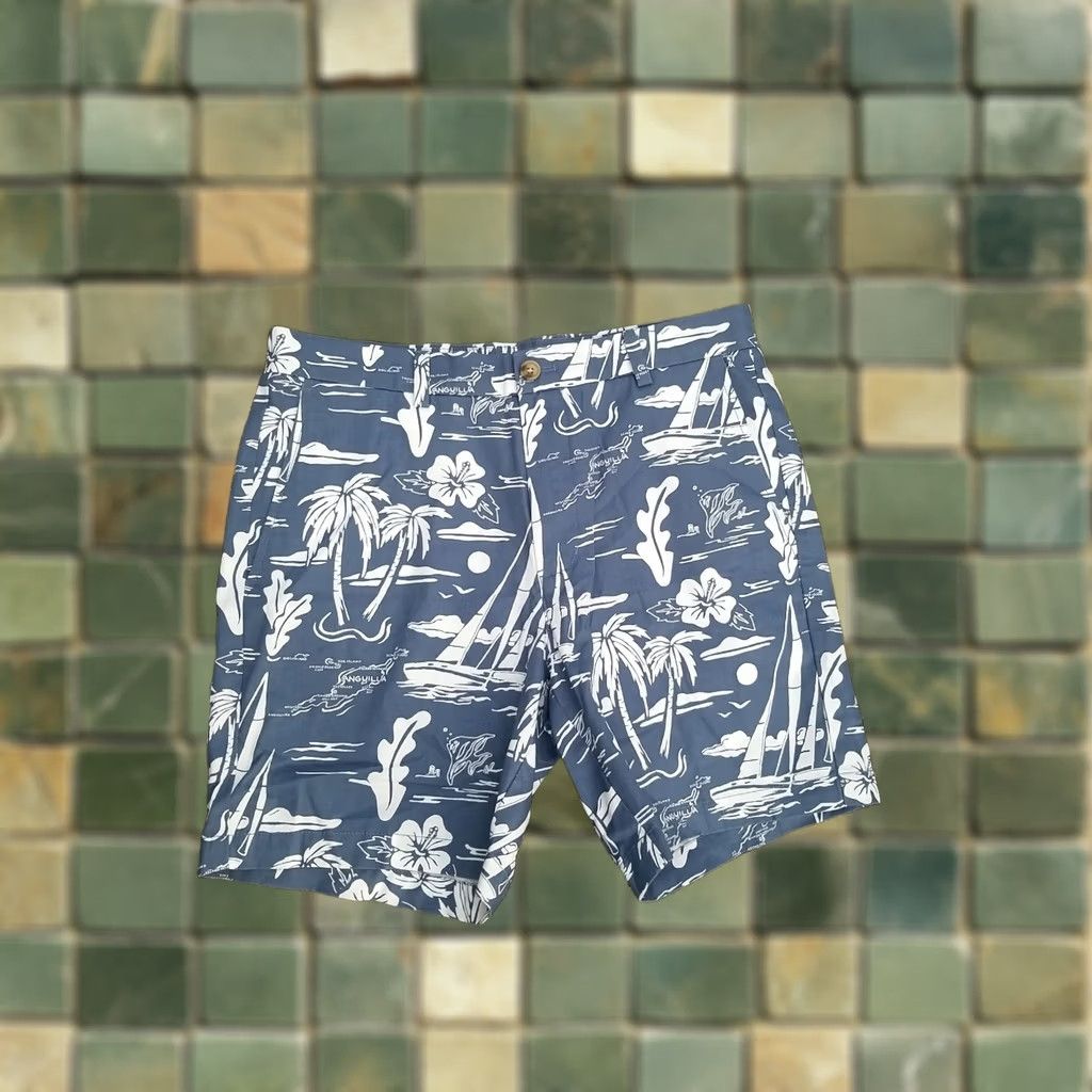 Vineyard Vines Vineyard Vines Men's Bermuda Short Blue Anguilla Island Print 32 nwot Pocketed Front Zip Vintage? Size US 32 / EU 48 - 1 Thumbnail