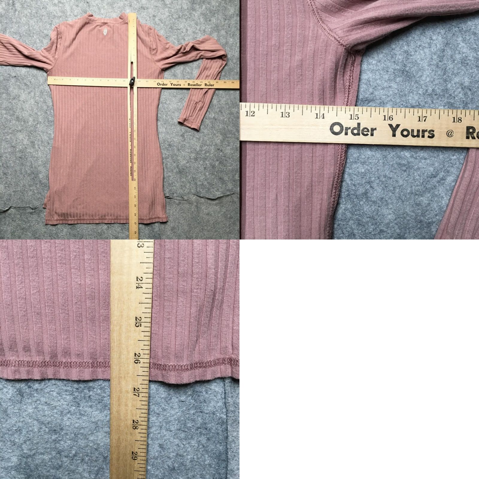 Vintage FP Movement Shirt Womens Small Pink Ribbed Long Sleeve Lightweight Yoga Top Size S / US 4 / IT 40 - 8 Thumbnail