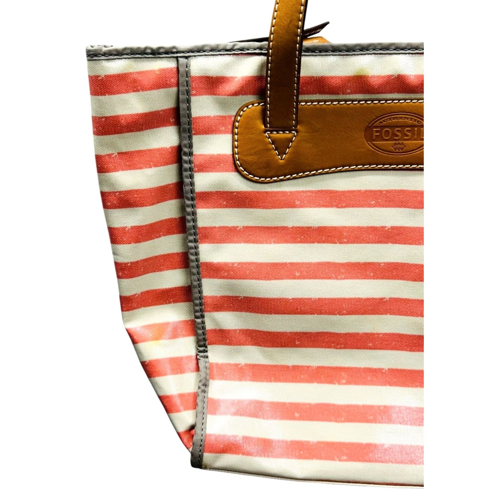 Fossil Fossil Coral Multi Pink Striped Shoulder Bag Women Tote Purse W/ Defects, New, with Stain On Top & Bottom, Email Pictures for Details Size ONE SIZE - 4 Thumbnail