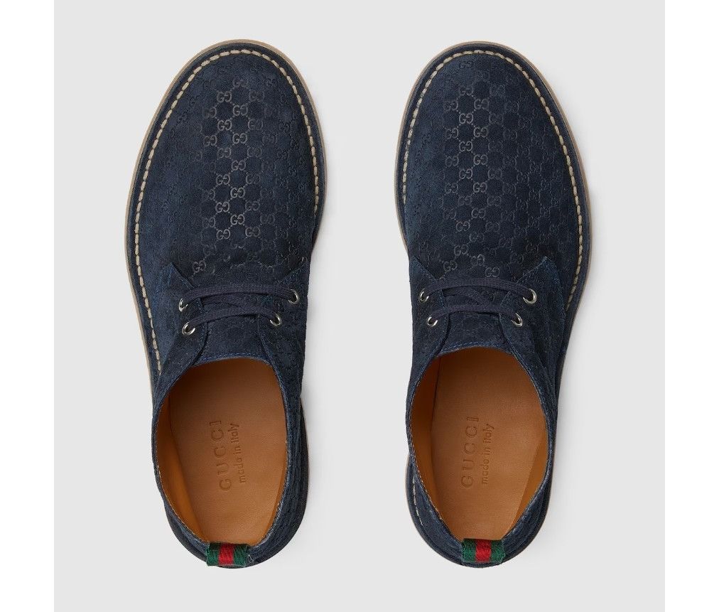 Gucci o1loc1c0326 831283 Men's Ankle Boots With Web in Blue Size US 10.5 / EU 43-44 - 6 Thumbnail