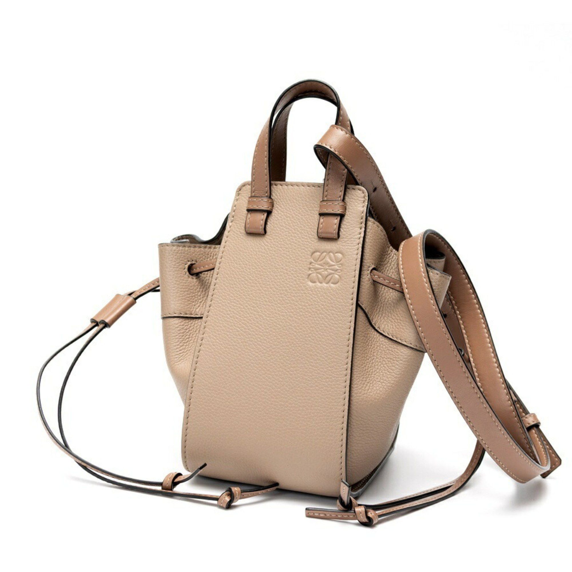 Loewe Hammock Drawstring Bag Mini Soft Grain Calf Sand (Greige) S-158153, Women's