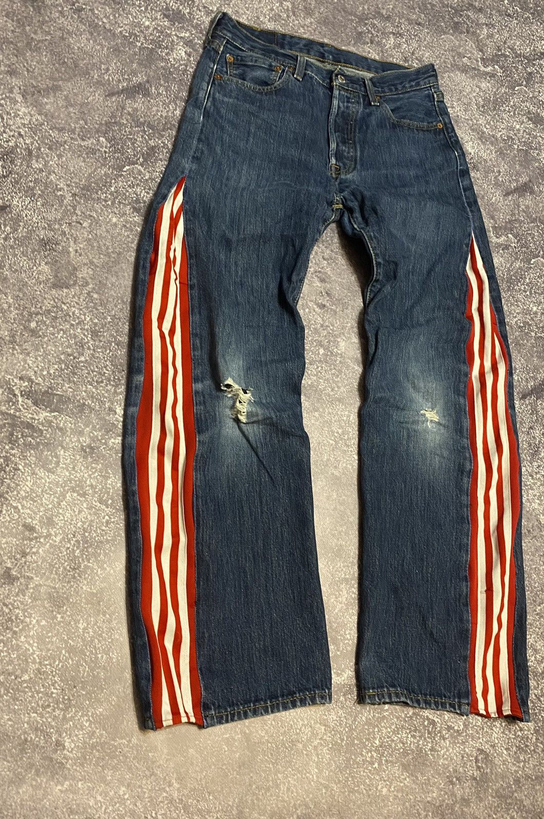 Levi's × Vintage RARE Vintage custom Reworked Levi’s x Adidas denim y2k Size US 32 / EU 48 - 3 Thumbnail