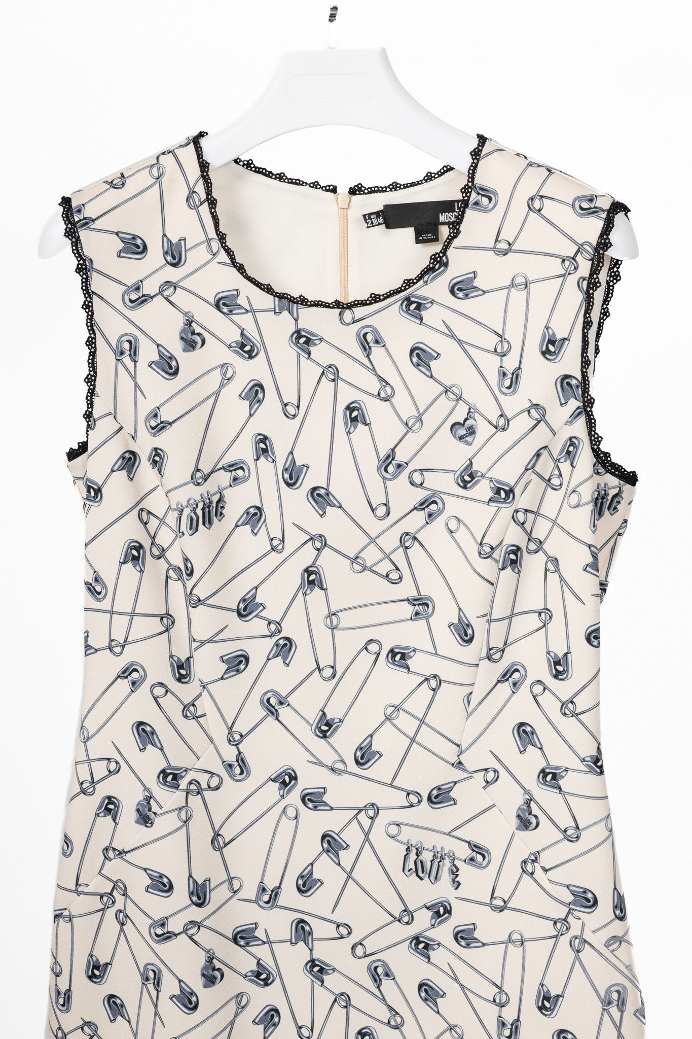 Love Moschino Love Moschino Cream Safety-Pin-Print Sheath Dress Size XL / US 12-14 / IT 48-50 - 3 Thumbnail