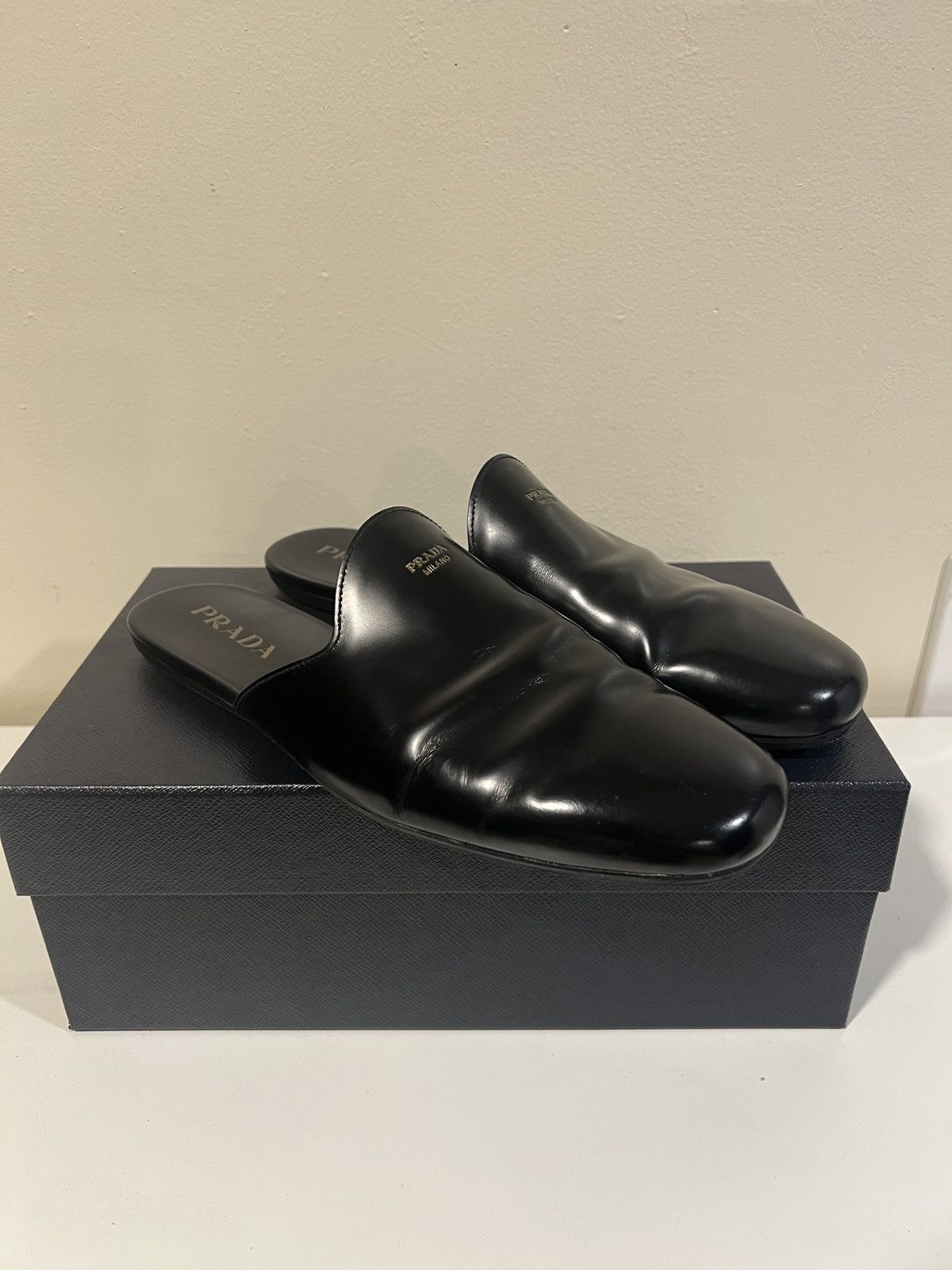 Prada Prada Brushed Leather Slipper Mules Size US 10 / EU 43 - 3 Thumbnail