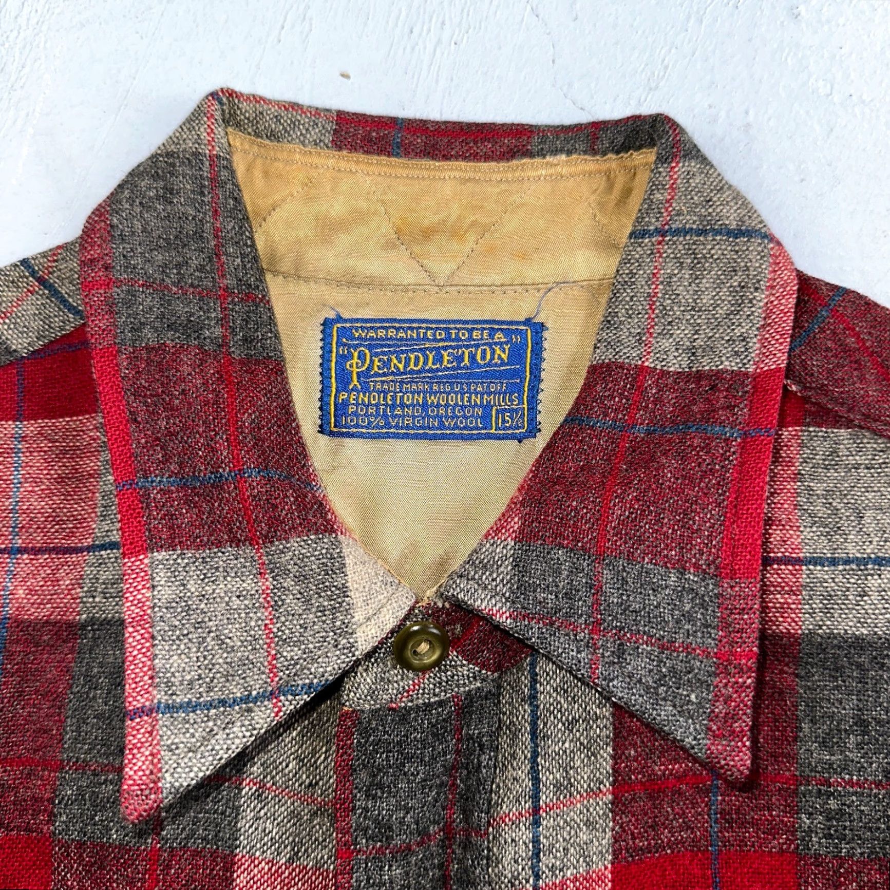 Pendleton VINTAGE Pendleton Shirt Plaid 100% Wool Button-Down Size M Red Mens 1950s Cap Size US M / EU 48-50 / 2 - 6 Thumbnail