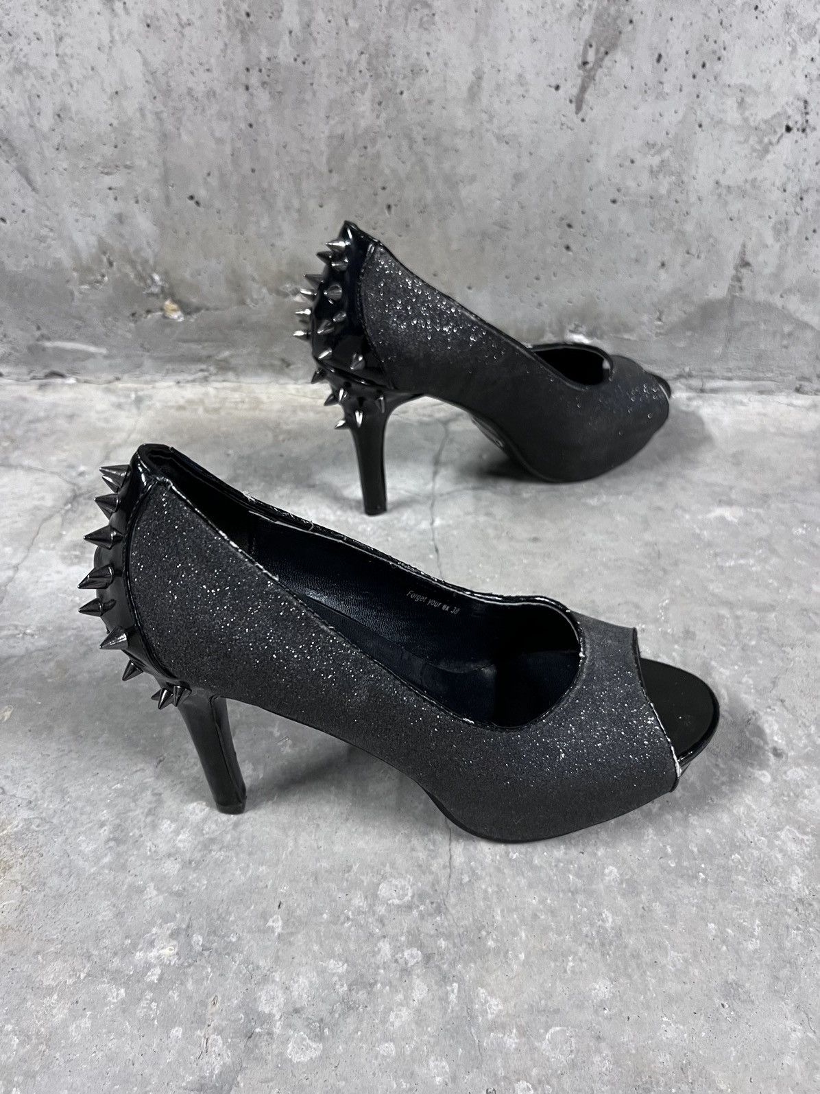 Vintage Spiked Peep Toe Avant Garde Goth Heels Size US 8 / IT 38 - 4 Thumbnail