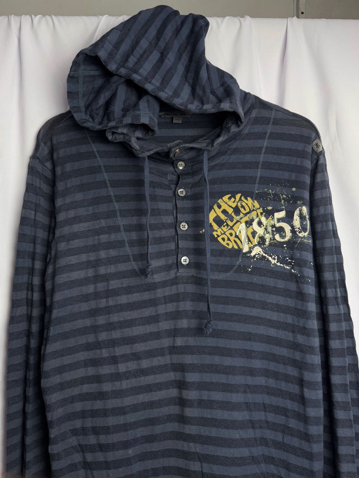 If Six Was Nine × Japanese Brand × Le Grande Bleu (L.G.B.) Japanese Stripe Hoodie Like Long Sleeve Ifsix Lgb Style Size US L / EU 52-54 / 3 - 3 Thumbnail