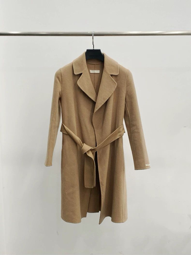 Max Mara Max Mara Coffee color coat cuff logo unbuttoned with belt Size S / US 4 / IT 40 - 1 Thumbnail
