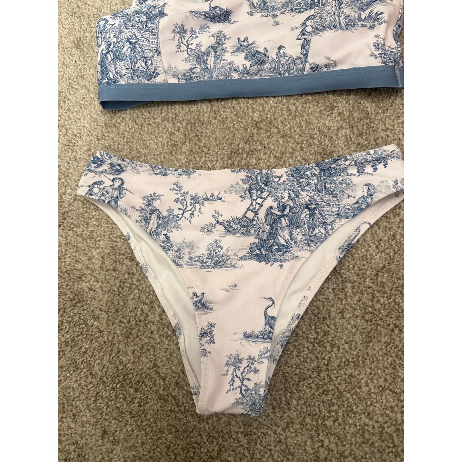 Cider NWOT CIDER Toile de Jouy Bikini in Sky Blue, sz S Size ONE SIZE - 6 Thumbnail