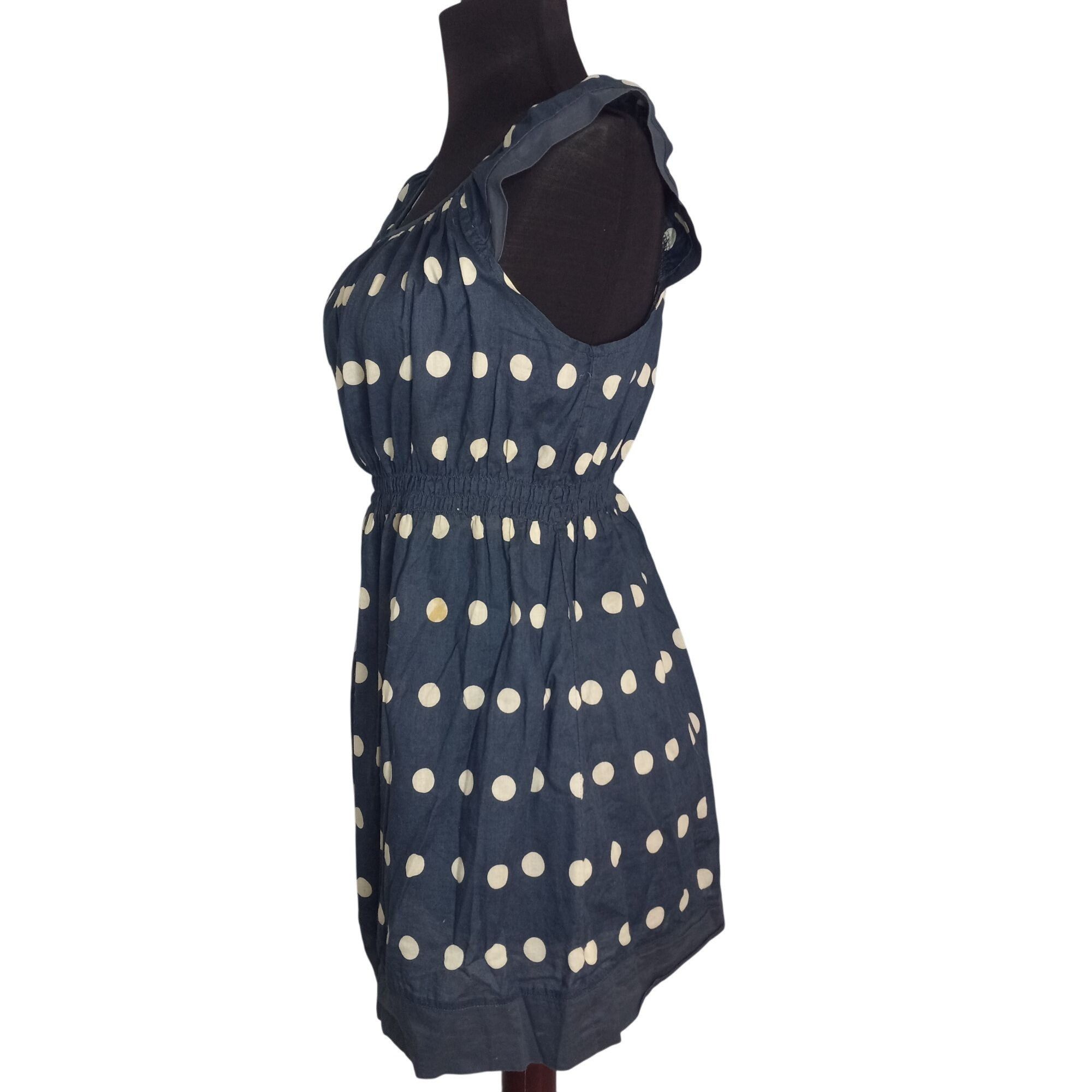 Anthropologie Edme & Esyllte 6 Dress Anthropologie Navy Blue Polka Dot Sle Size M / US 6-8 / IT 42-44 - 2 Thumbnail