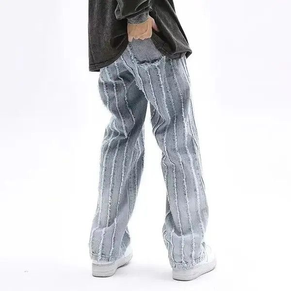 VIBE Striped Baggy Flared Wide Leg Jeans y2k retro Size US 32 / EU 48 - 6 Thumbnail