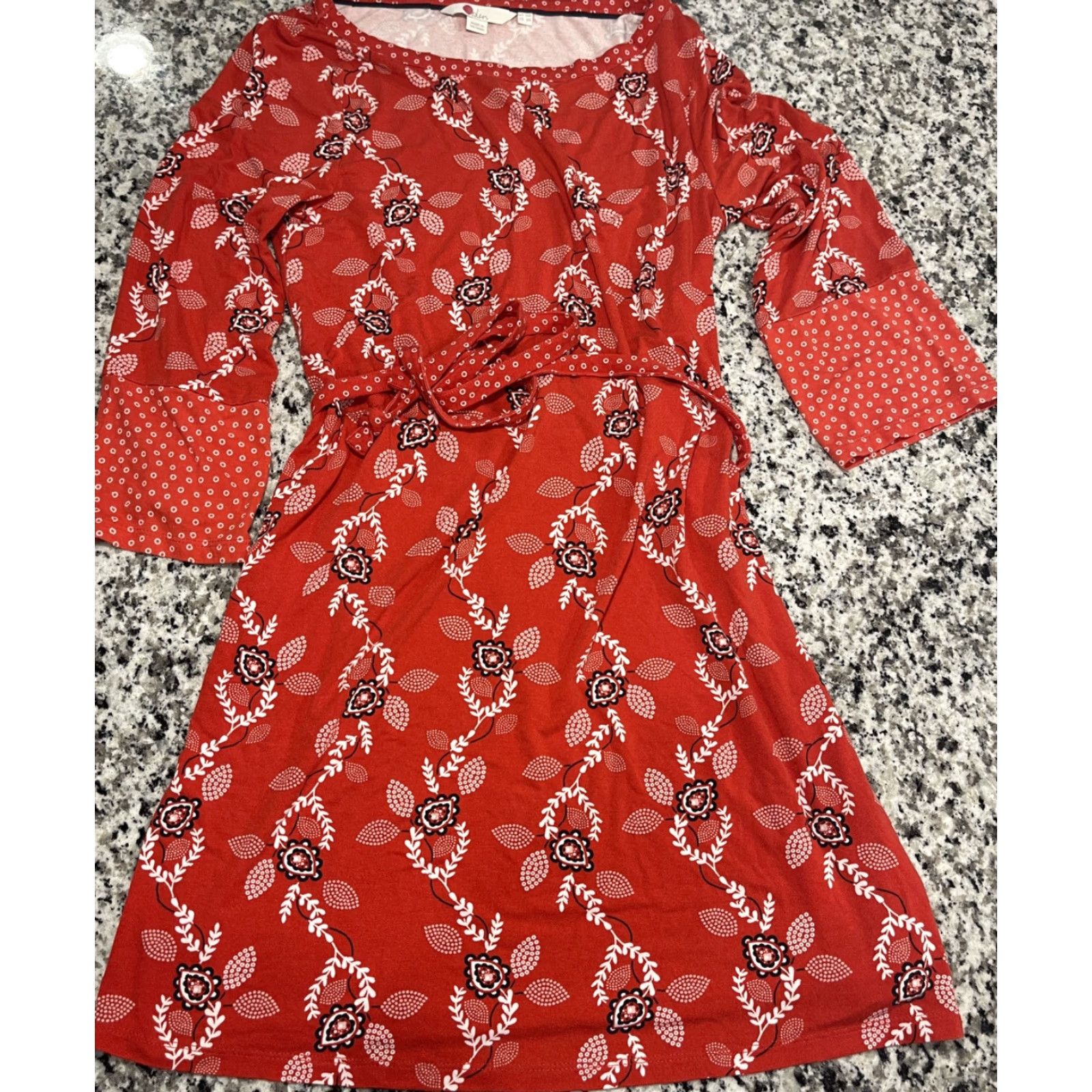 Boden Boden Shirt Dress Womens Jersey 6 Red Floral 3/4 Sleeve Short Dress Length Vintage? (But vintage rule only if item vintage; not applicable) Size M / US 6-8 / IT 42-44 - 4 Thumbnail