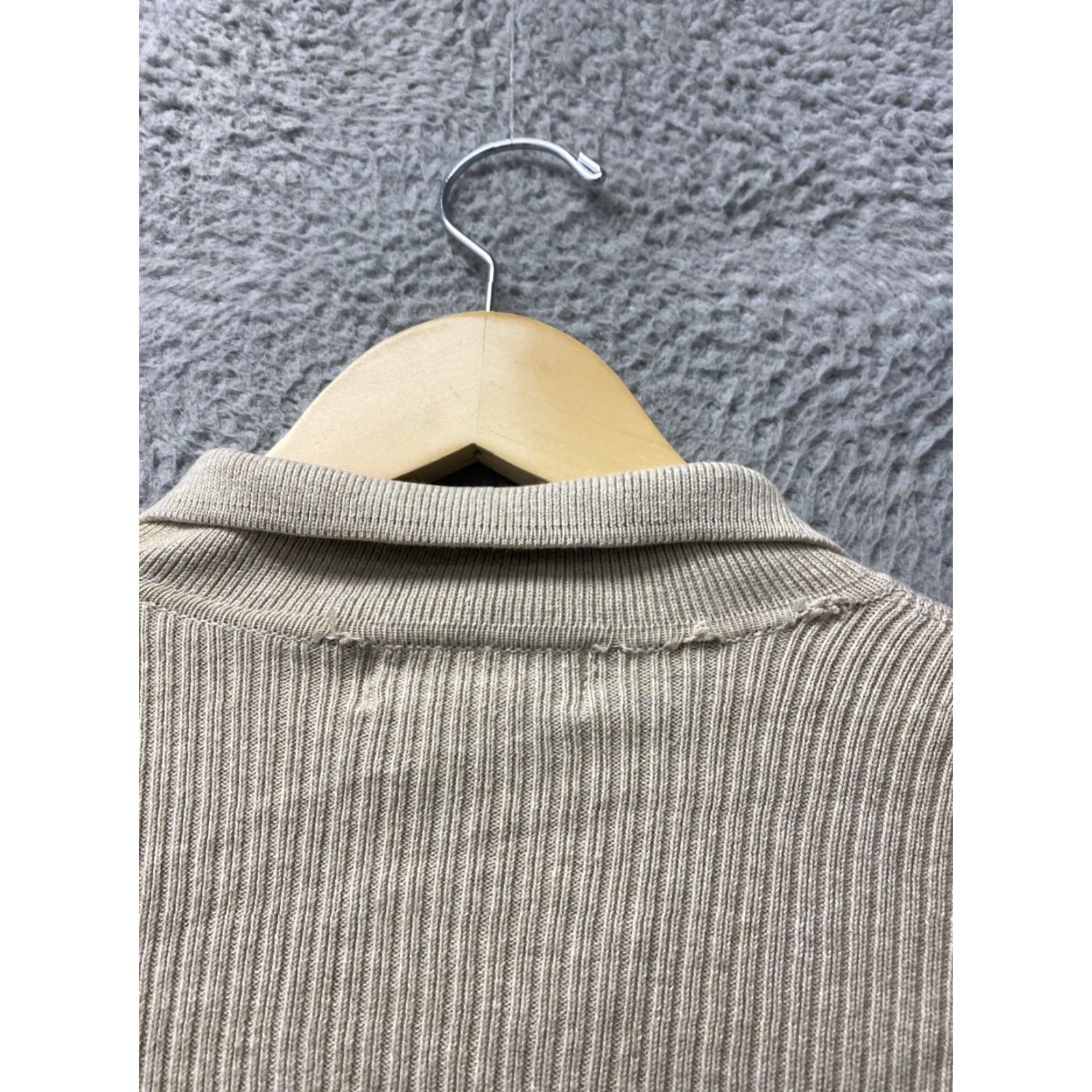 Vintage L.L. Bean Sweater Women’s M Tan Cotton Full Zip Jacket / 156-6 Full Zip Pockets Mock Neck Casual Travel Knit Solid Size M / US 6-8 / IT 42-44 - 7 Thumbnail
