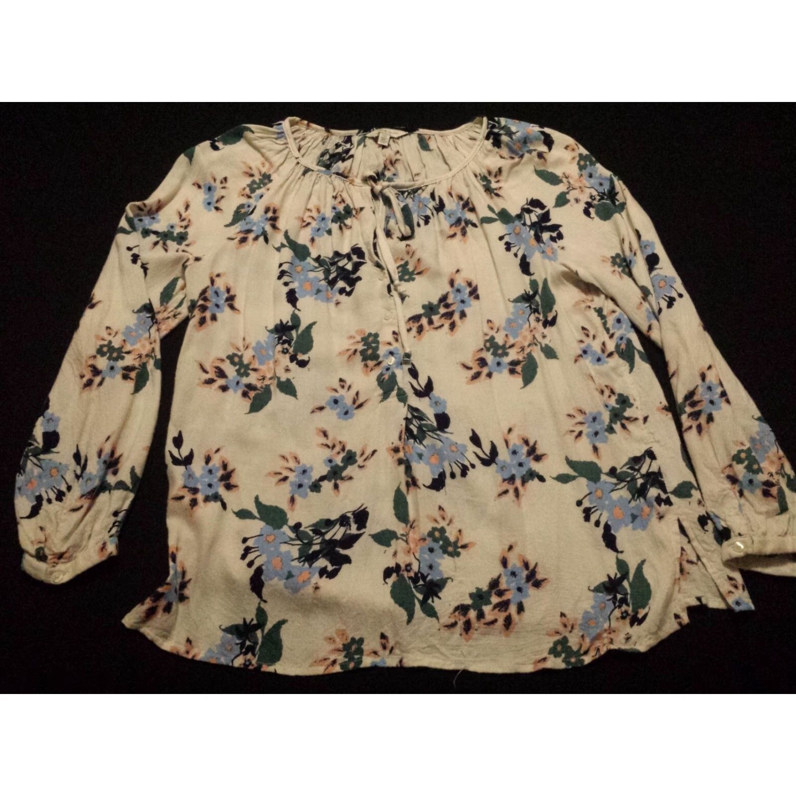 Lucky Brand Lucky Brand Blouse Shirt Womens Small 3/4 Sleeve Multicolor Floral Round Neck Pullover Size S / US 4 / IT 40 - 3 Thumbnail