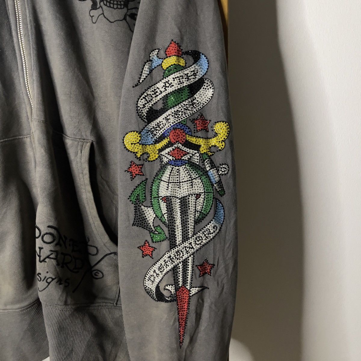 Christian Audigier × Ed Hardy × Vintage Crazy ed hardy Tattoo new york All over logo Zipper Hoodie Size US S / EU 44-46 / 1 - 2 Thumbnail