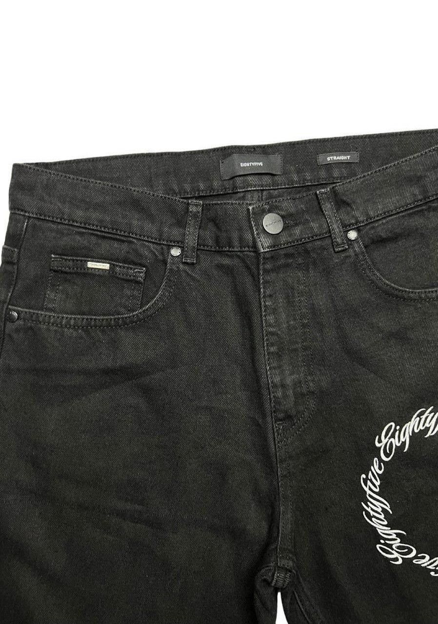 Designer EIGHTYFIVE ROUND LOGO PRINT JEANS BLACK WASHED Size US 32 / EU 48 - 6 Thumbnail