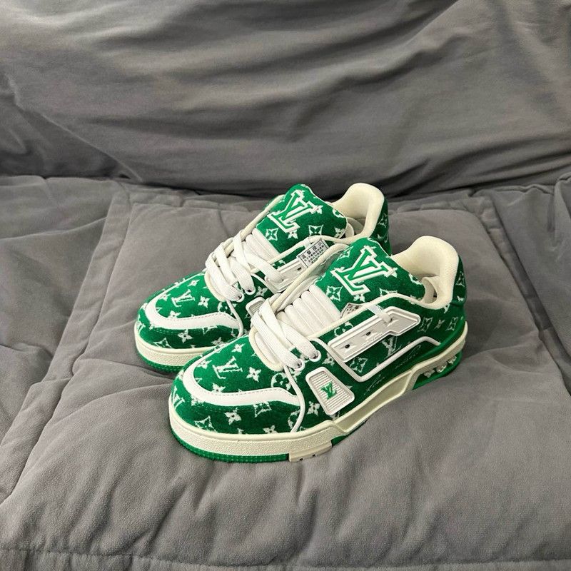 Louis Vuitton Louis Vuitton Green and White Trainer Sneakers 0079 Size US 6.5 / EU 39-40 - 1 Thumbnail
