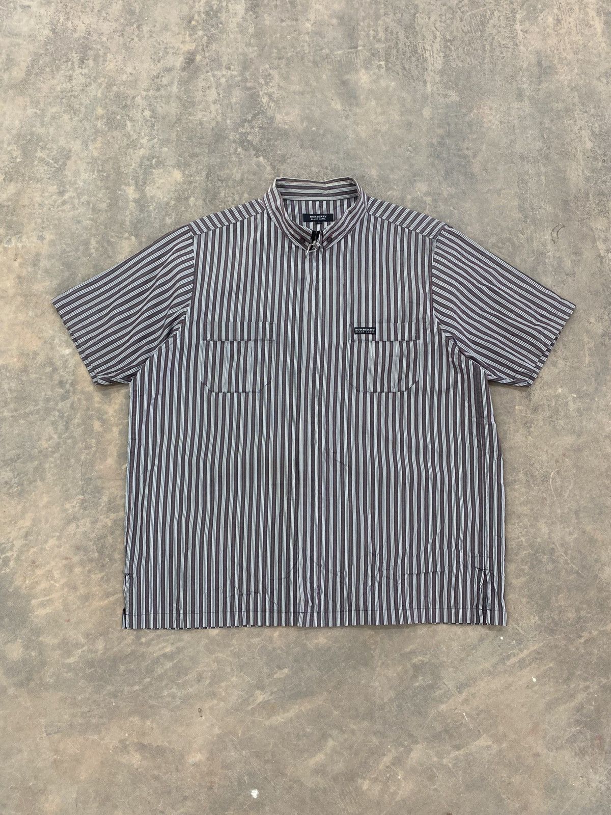 Burberry BURBERRY ZIP UP SS SHIRT DESIGNER JAPAN STRIPE Size US L / EU 52-54 / 3 - 1 Thumbnail