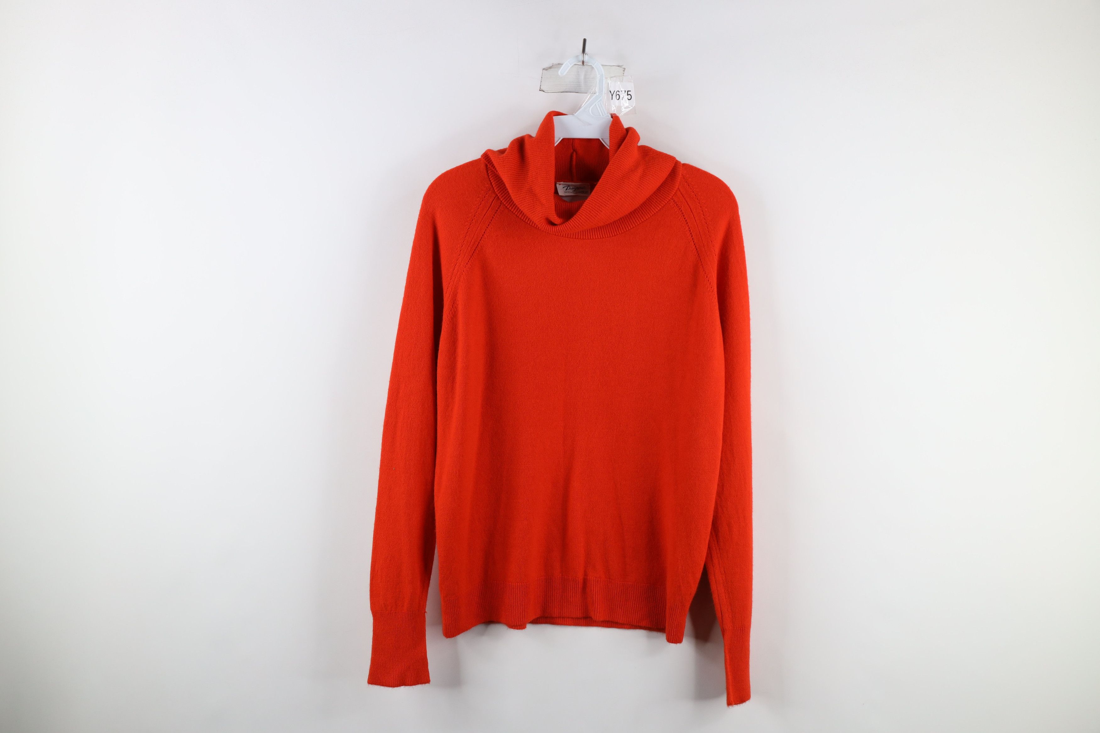 Vintage 70s Streetwear Knit Turtleneck Sweater Orange USA
