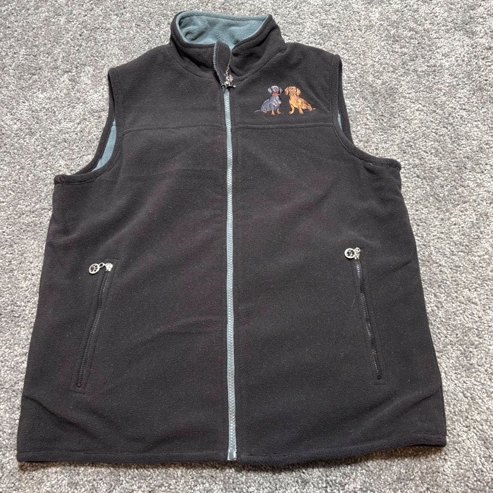 Vintage Dog Mom Vest Womens Medium Blue Reversible Embroidered Zip Pockets Charms Vest Women Blue Dog Theme Reversible Embroidered Zip Pockets Size M / US 6-8 / IT 42-44 - 6 Thumbnail
