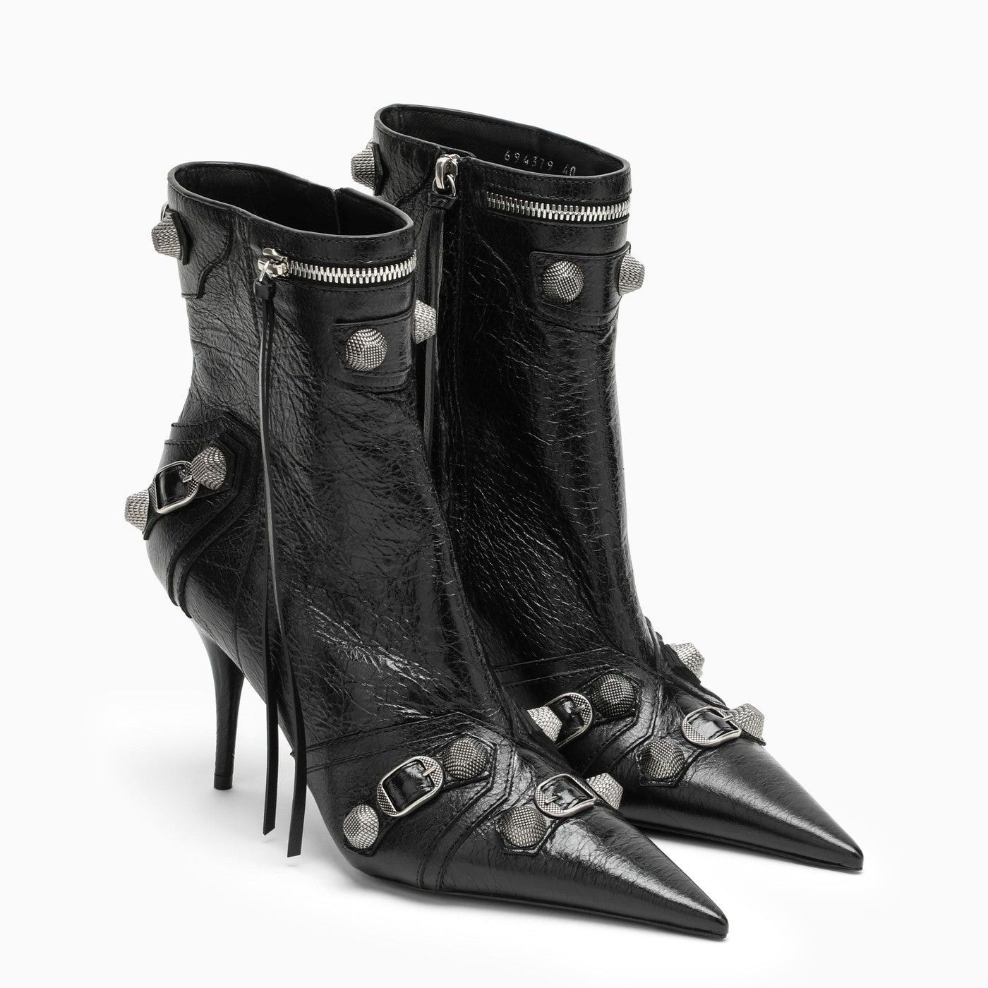 image of Balenciaga Cagole Leather Boots in Black, Women's (Size 7)