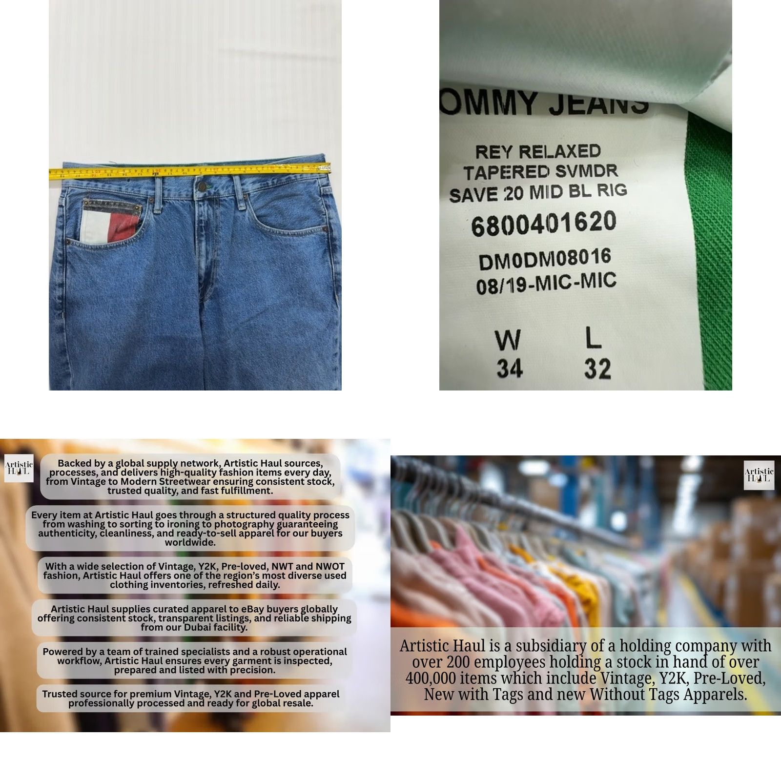 Vintage Tommy Jeans Jeans Men’s Medium Blue Classic Fit 34x32 Size US 34 / EU 50 - 8 Thumbnail