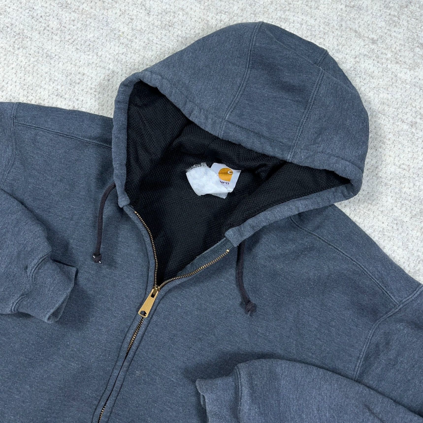 Carhartt Vintage Carhartt Hoodie Men XL Gray Thermal Lined Sweatshirt Jacket Y2K Work Size US XL / EU 56 / 4 - 3 Thumbnail