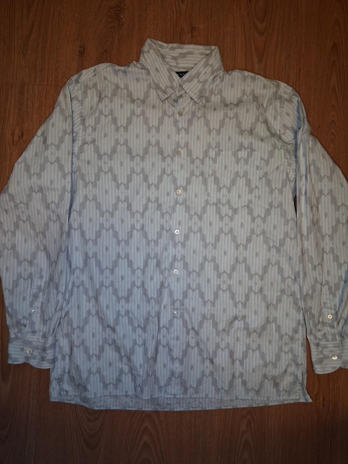 Canali Canali Dress Shirt Mens XXL Blue Abstract Design Cotton Size 48R - 1 Thumbnail