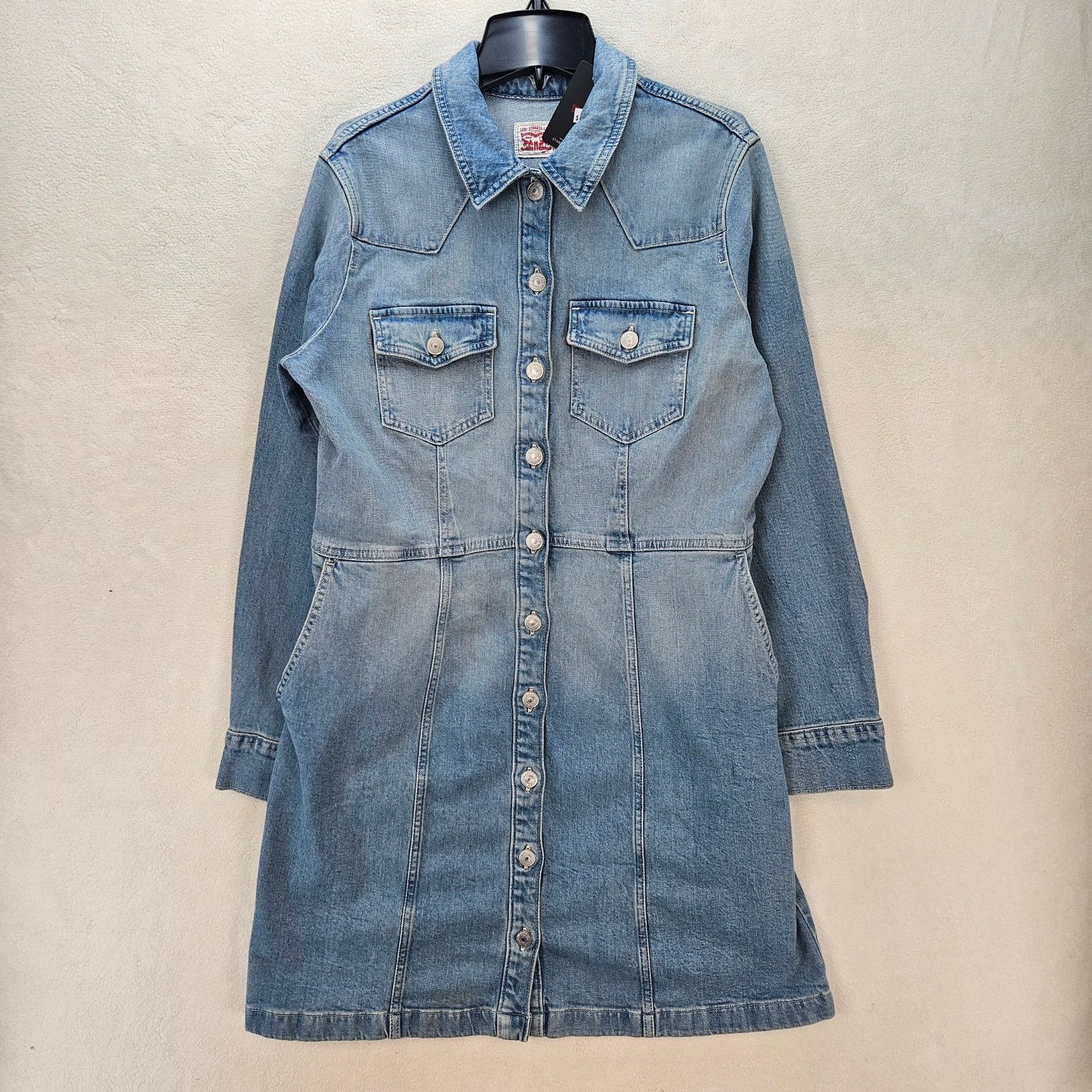 Levi's LEVI'S WOMEN'S L FLYNN WESTERN DRESS NWT MEDIUM WASH A LINE Size L / US 10 / IT 46 - 1 Thumbnail