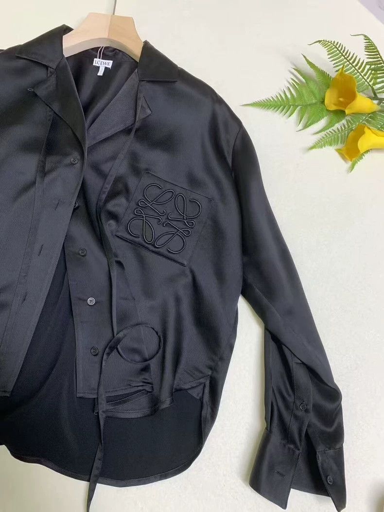Loewe LOEWE size32 Black silk logo shirt Size M / US 6-8 / IT 42-44 - 3 Thumbnail