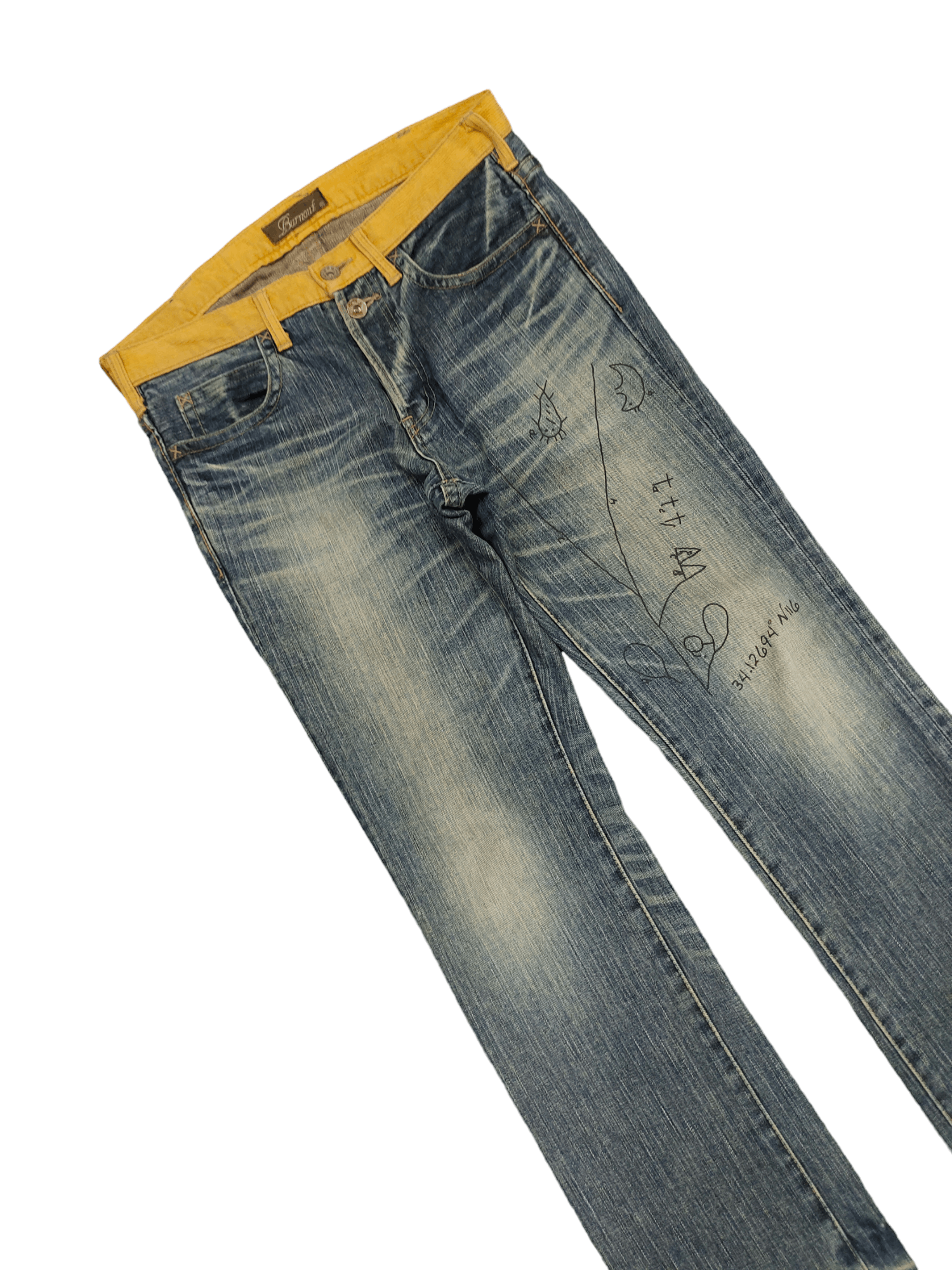 Hysteric Glamour × Undercover Burnout Japan Paisley Custom Faded Clawmark Denim Jeans Size US 31 - 6 Thumbnail