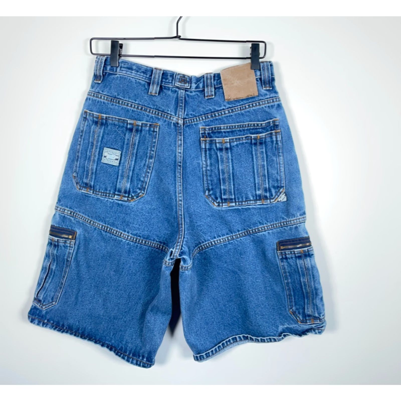 Vintage VINTAGE Brooklyn Xpress Cargo Denim Shorts Men 30 x 12 Blue Baggy Fit High Rise Streetwear 2000s Hip Hop Mens Shorts Size US 30 / EU 46 - 2 Thumbnail