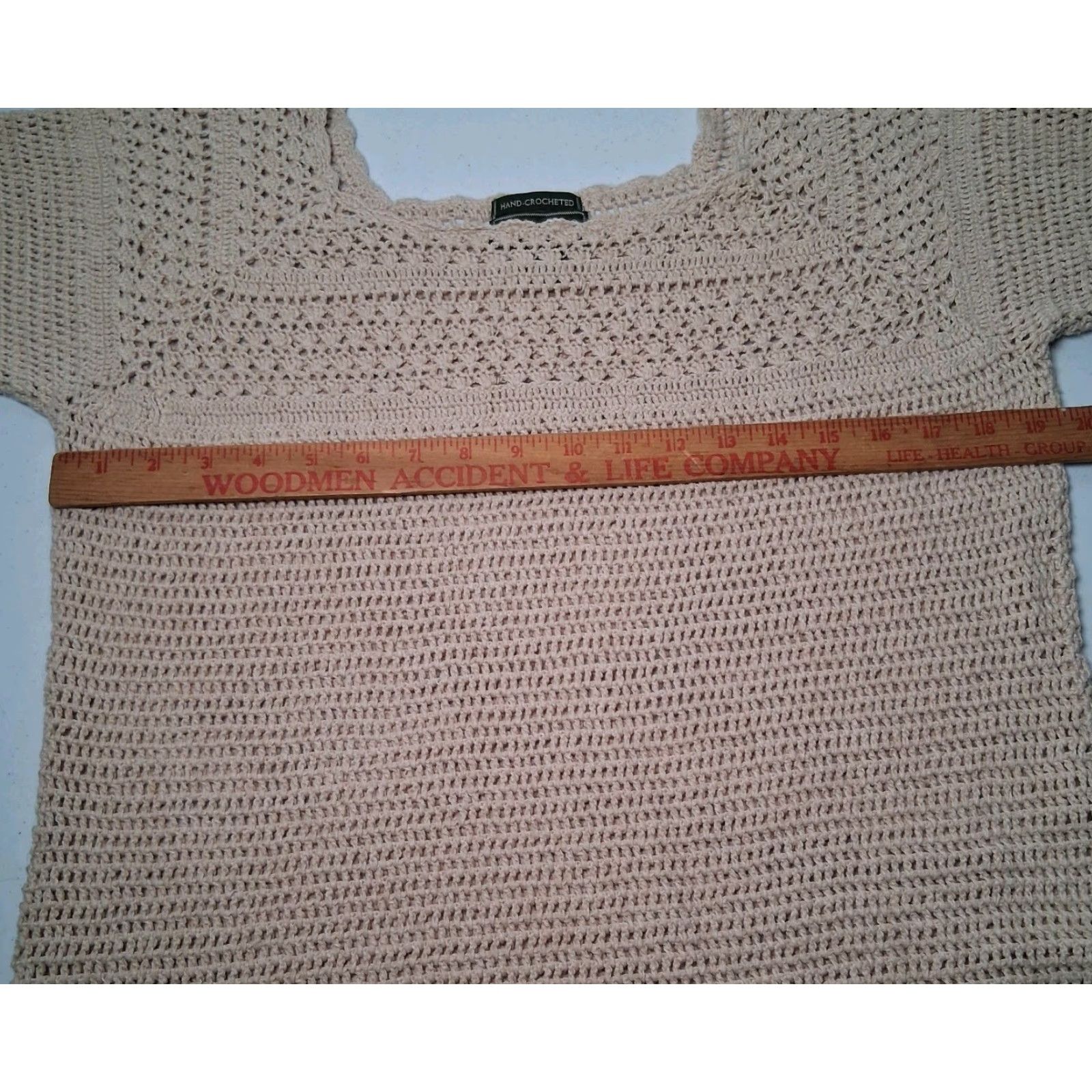 Eddie Bauer Eddie Bauer Hand Crocheted Sweater Shirt XL Tall Linen Cotton Open Knit Tan Size XL / US 12-14 / IT 48-50 - 3 Thumbnail