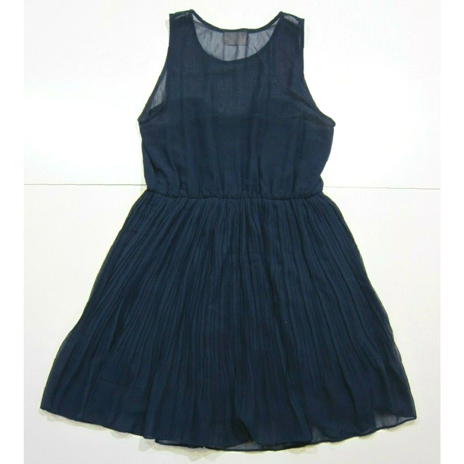 Needles Pins And Needles Blue Sheer Pleated Sleeveless High Neck Cocktail Dress Women S Size S / US 4 / IT 40 - 2 Thumbnail