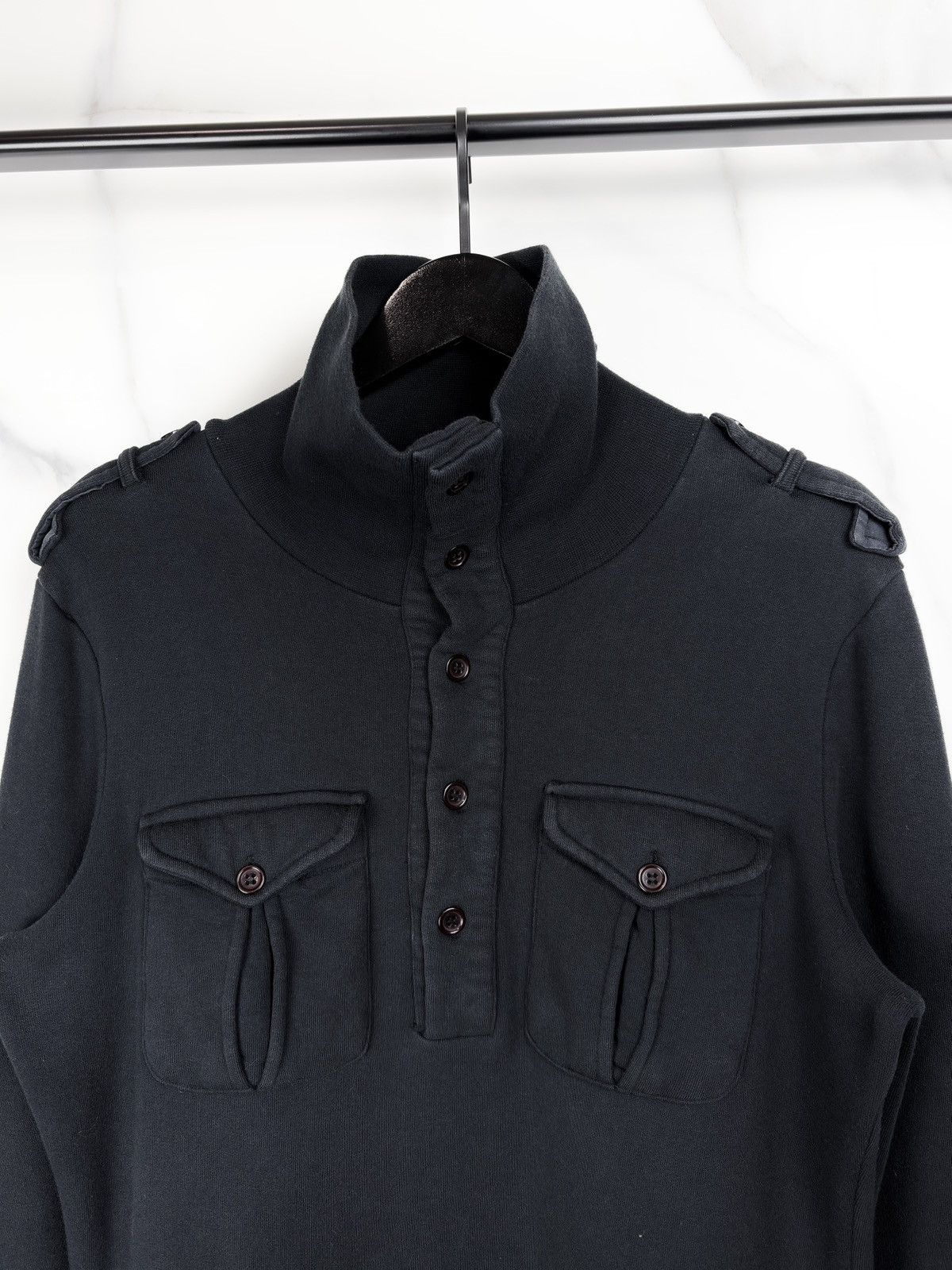 Raf Simons AW05 Raf Simons Military Epaulette Buttoned Neck Sweatshirt Size US L / EU 52-54 / 3 - 3 Thumbnail