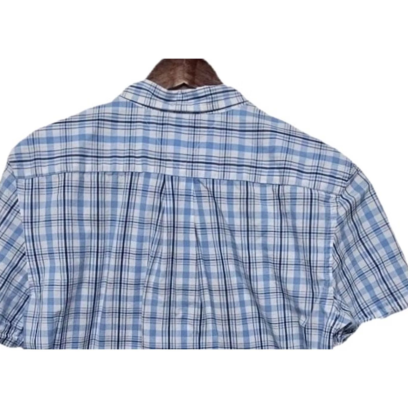 Tommy Hilfiger Tommy Hilfiger Custom Fit Shirt Men’s Large Blue Plaid Short Sleeve Shirt Button-Up Casual Size US M / EU 48-50 / 2 - 6 Thumbnail