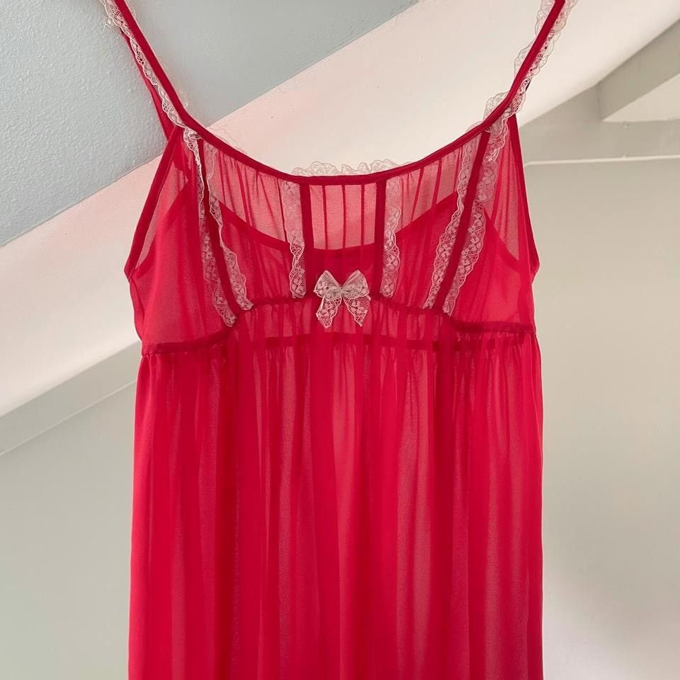 Victoria's Secret Vintage VS Red Chiffon Mini Dress (Small) Size S / US 4 / IT 40 - 6 Thumbnail