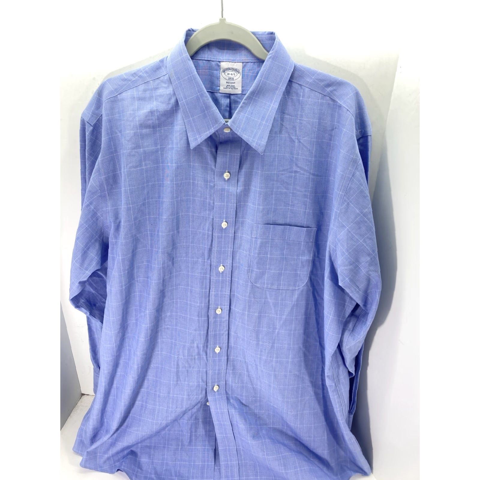 Brooks Brothers Brooks Brothers Regent Dress Shirt Men 2XL 18/35 Blue Window Pane Cotton Shirt Size 48R - 2 Thumbnail