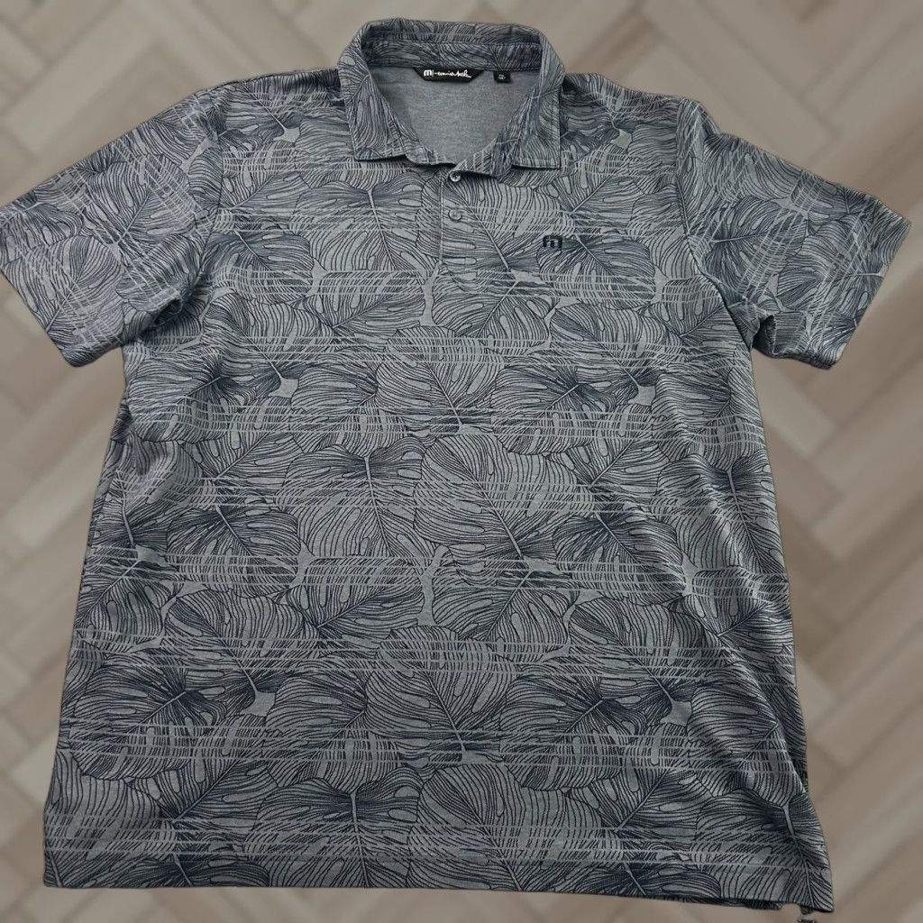 TravisMathew Travis Mathew Short Sleeve Hawaiian Button-Up Golf Polo Shirt Men's XXL Blue Hawaii Shirt Polo Mens XXL Blue Size US XXL / EU 58 / 5 - 1 Thumbnail