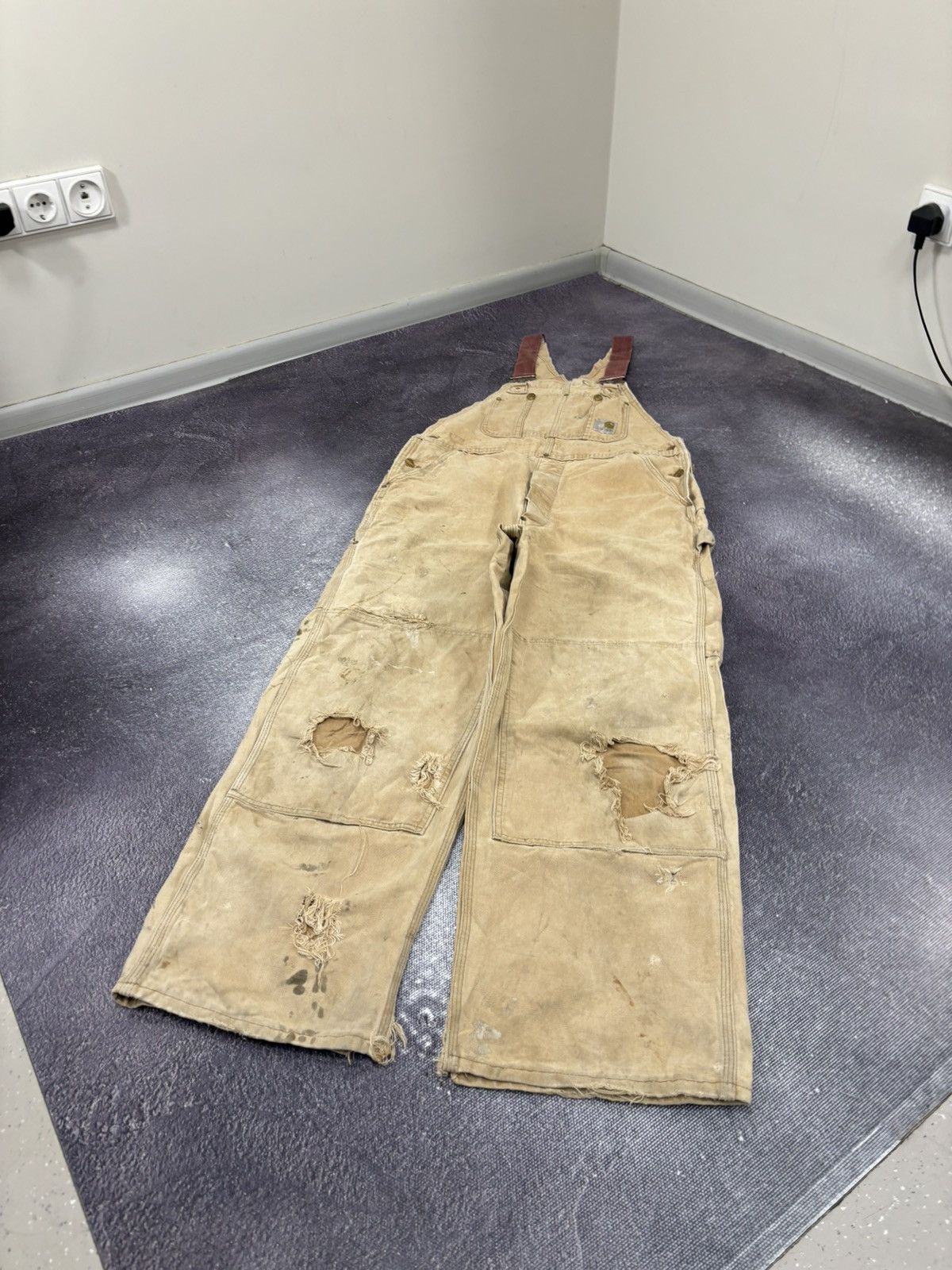 Carhartt Vintage 90s Carhartt Double Knee USA Faded Dungaree Overall Size US 34 / EU 50 - 4 Thumbnail