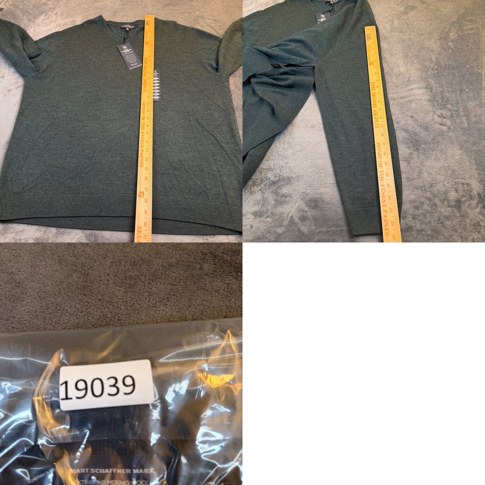Hart Schaffner Marx Hart Schaffner Marx Biella Yarn Sweater Mens XXL Green Merino Wool V-Neck NWT Size US XXL / EU 58 / 5 - 8 Thumbnail