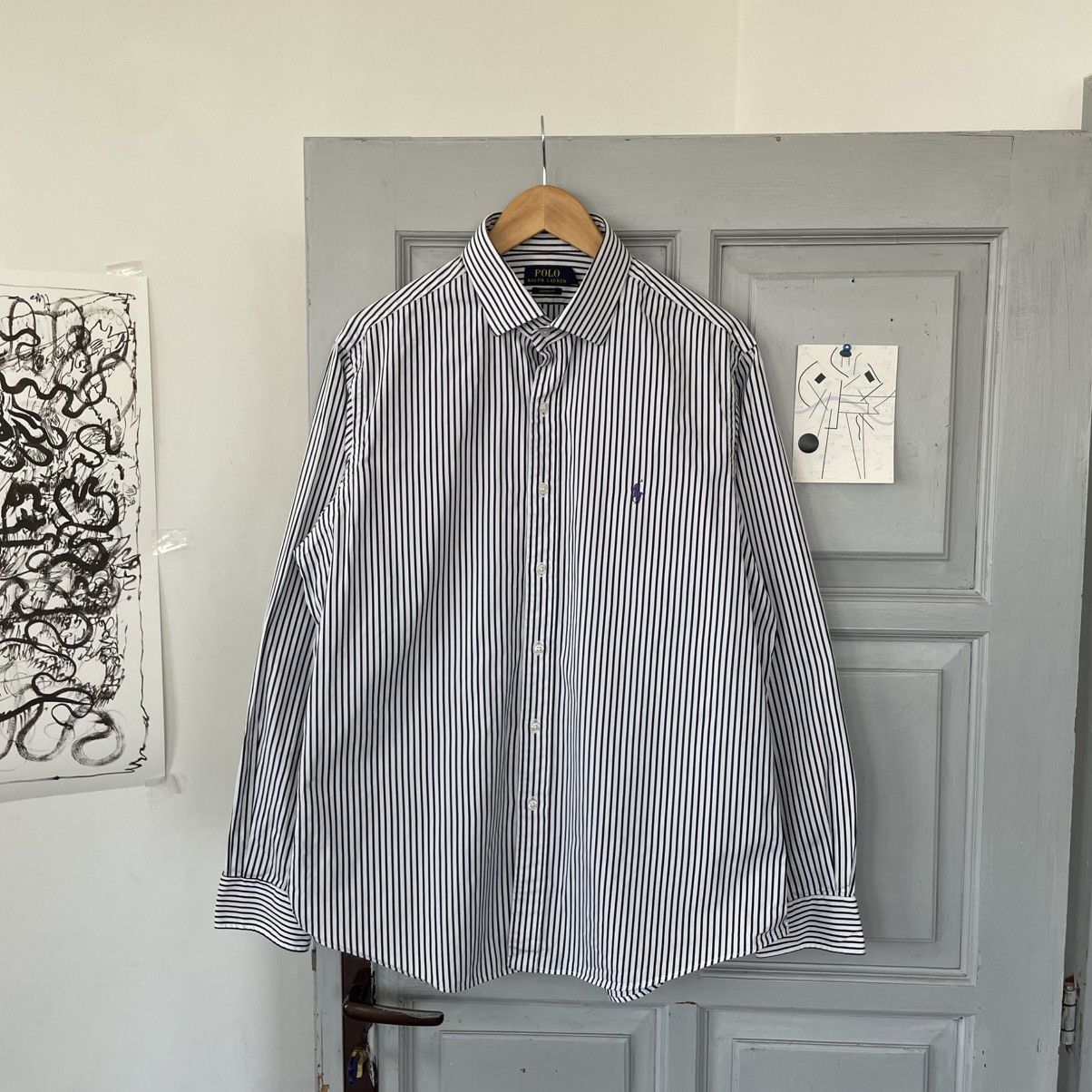 Polo Ralph Lauren Vintage Polo Ralph Lauren Striped Shirt purple logo Size US L / EU 52-54 / 3 - 1 Thumbnail
