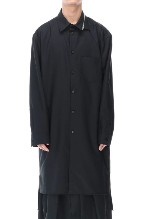 Pre-owned Groundy X Yohji Yamamoto Long Shirt Double Collar Asymmetric Shirt In Black
