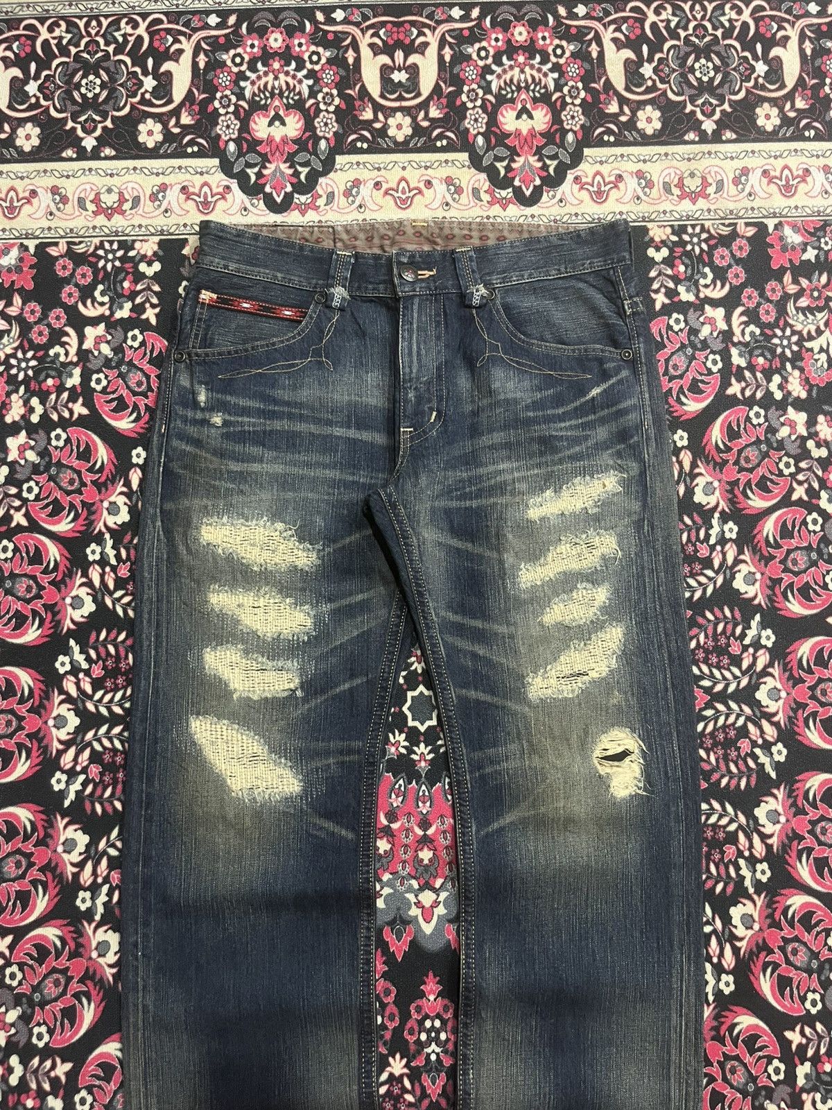 Kapital Kountry Edwin Exclusive Vintage Dark Blue Faded Sashiko Loose Jeans Size US 34 / EU 50 - 3 Thumbnail