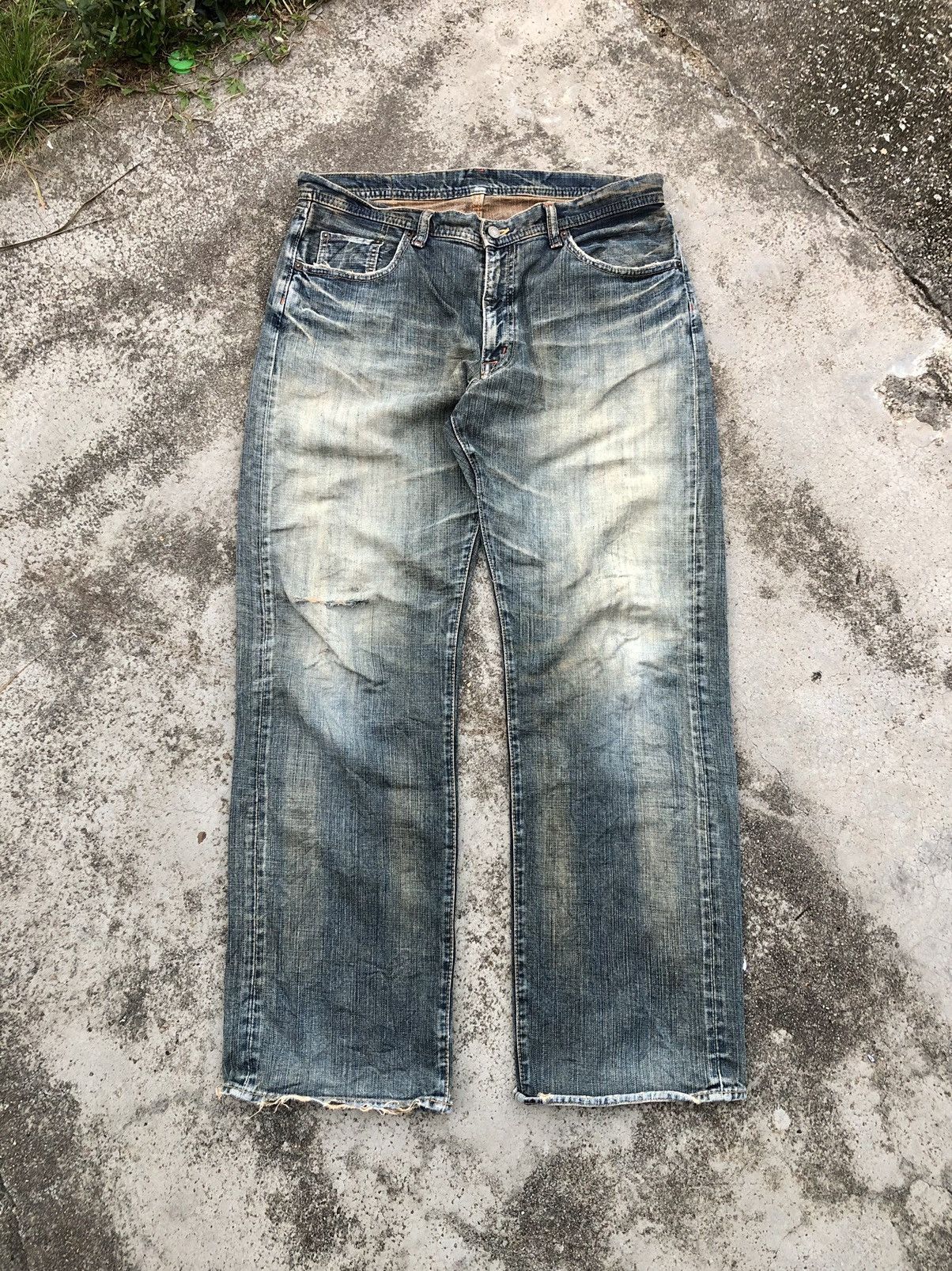 Japanese Brand RUSTY BLUE GL HEART DISTRESSED JEANS Size US 37 - 1 Thumbnail