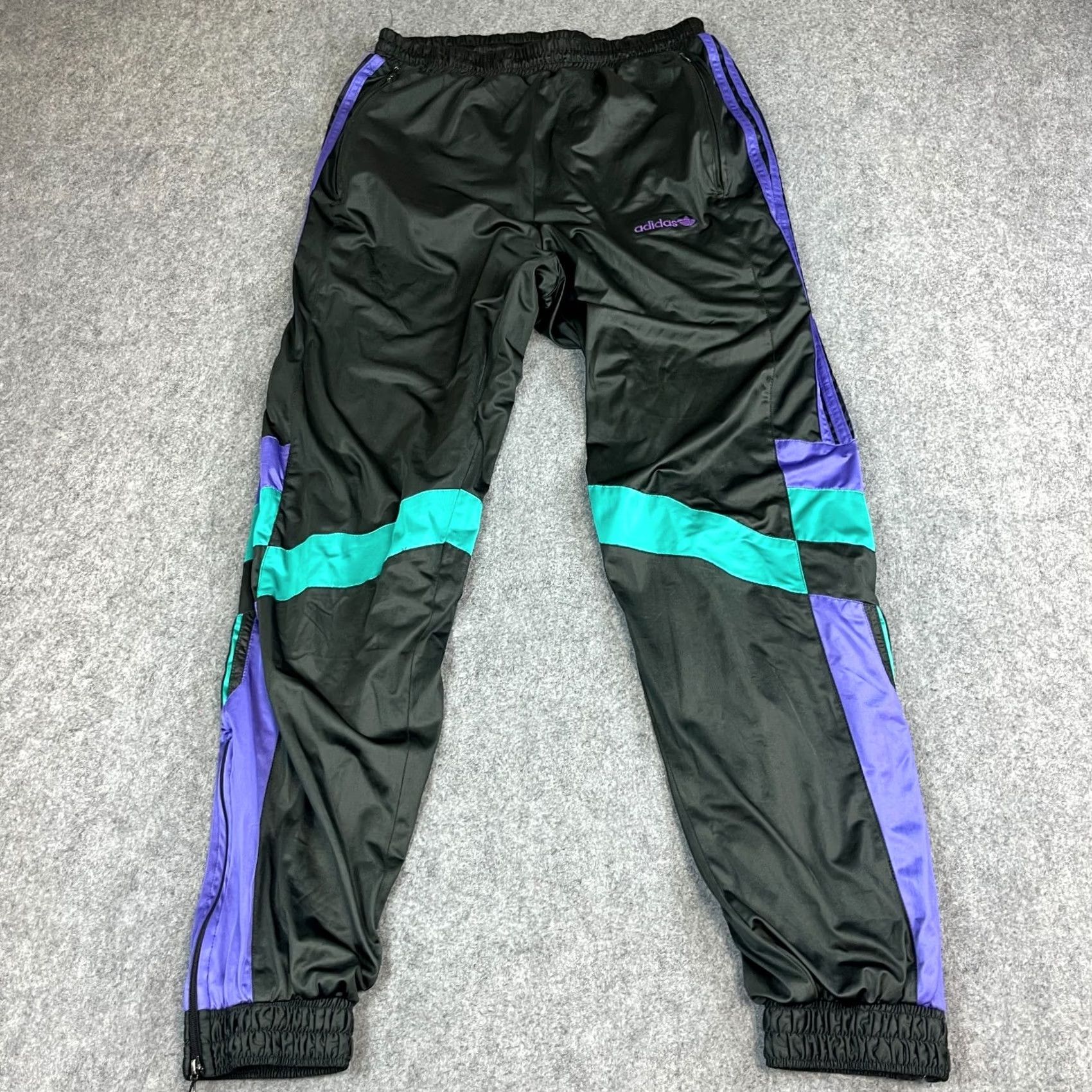 Adidas Vintage Adidas Mens Tracksuit Bottoms Pants Sweat Joggers S Black Retro Festival Size 36R - 2 Thumbnail