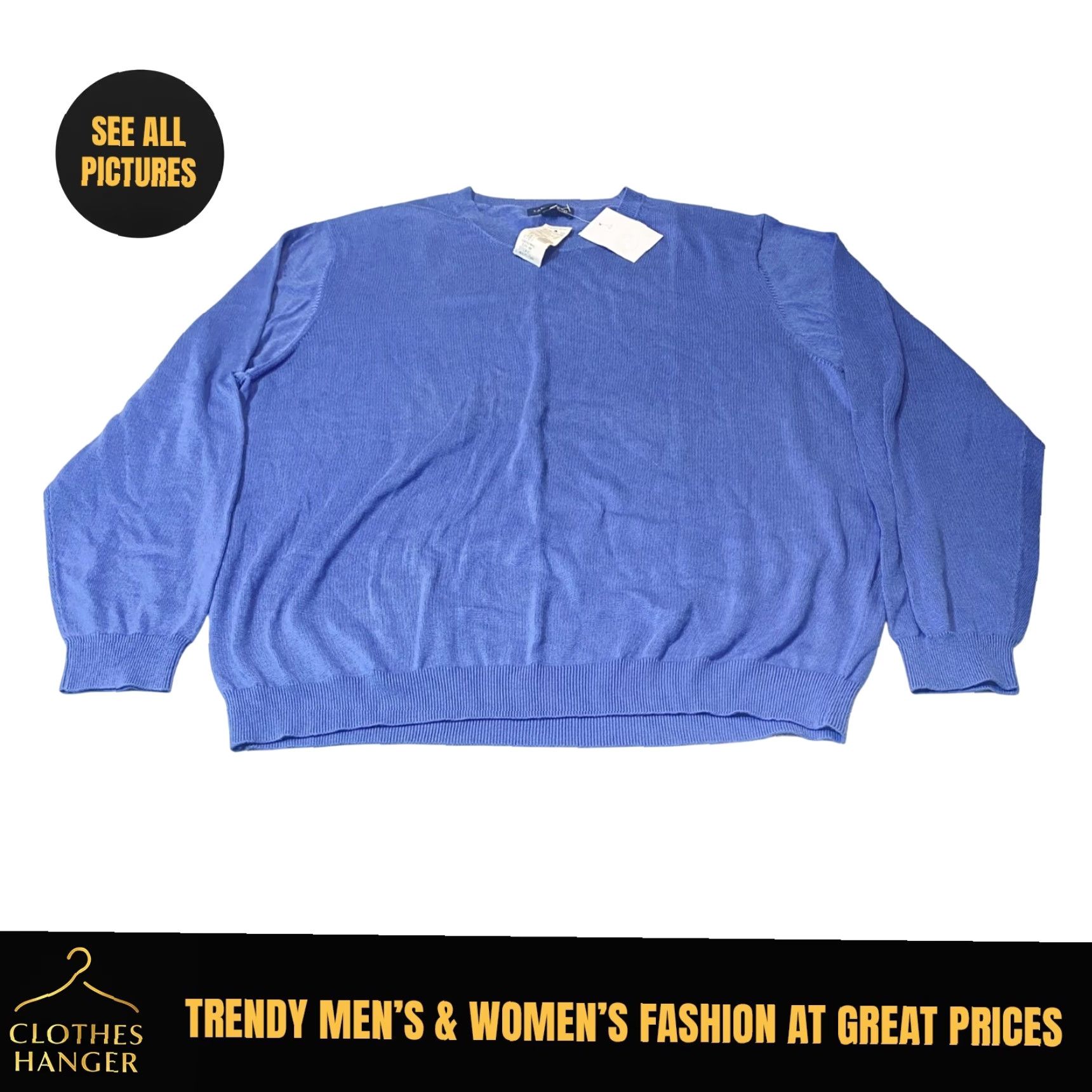 Lands' End VINTAGE Lands’ End Men’s XL Blue Cotton Crew Neck Pullover Sweater VTG VTG Size US XL / EU 56 / 4 - 2 Thumbnail