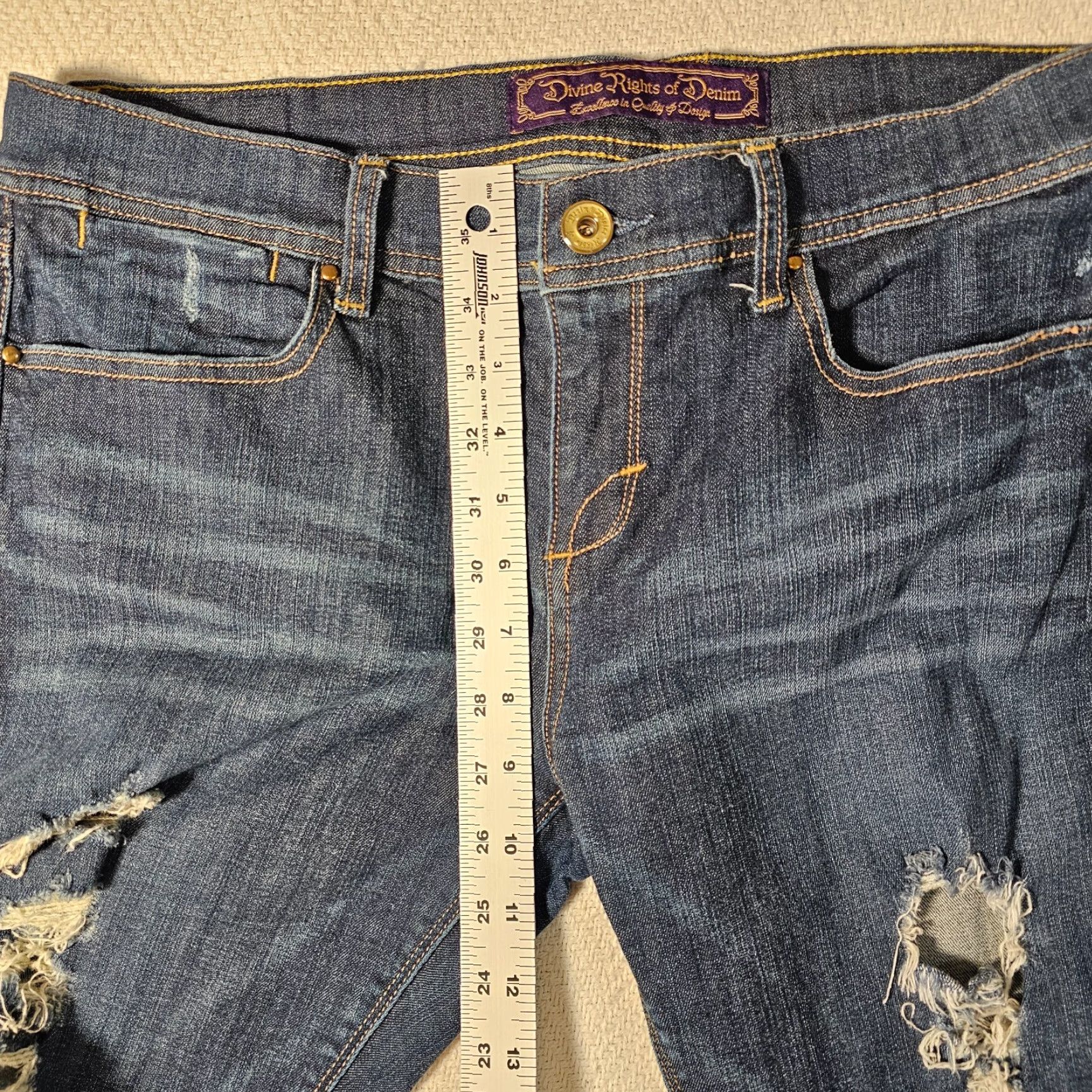 Denime DIVINE RIGHTS OF DENIM Jeans Women's 32 Skinny Mid Rise Dark Blue Denim Stretch Size 24" / US 00 / IT 34 - 6 Thumbnail